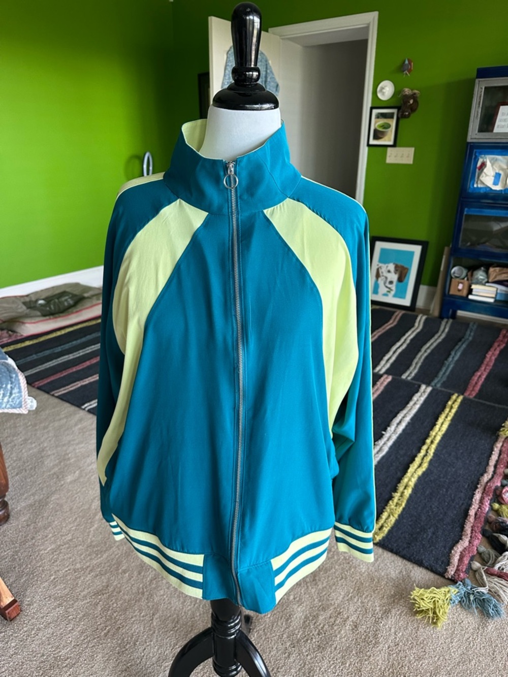 Teal and Lemon Sporty Zip-Up Track Jacket